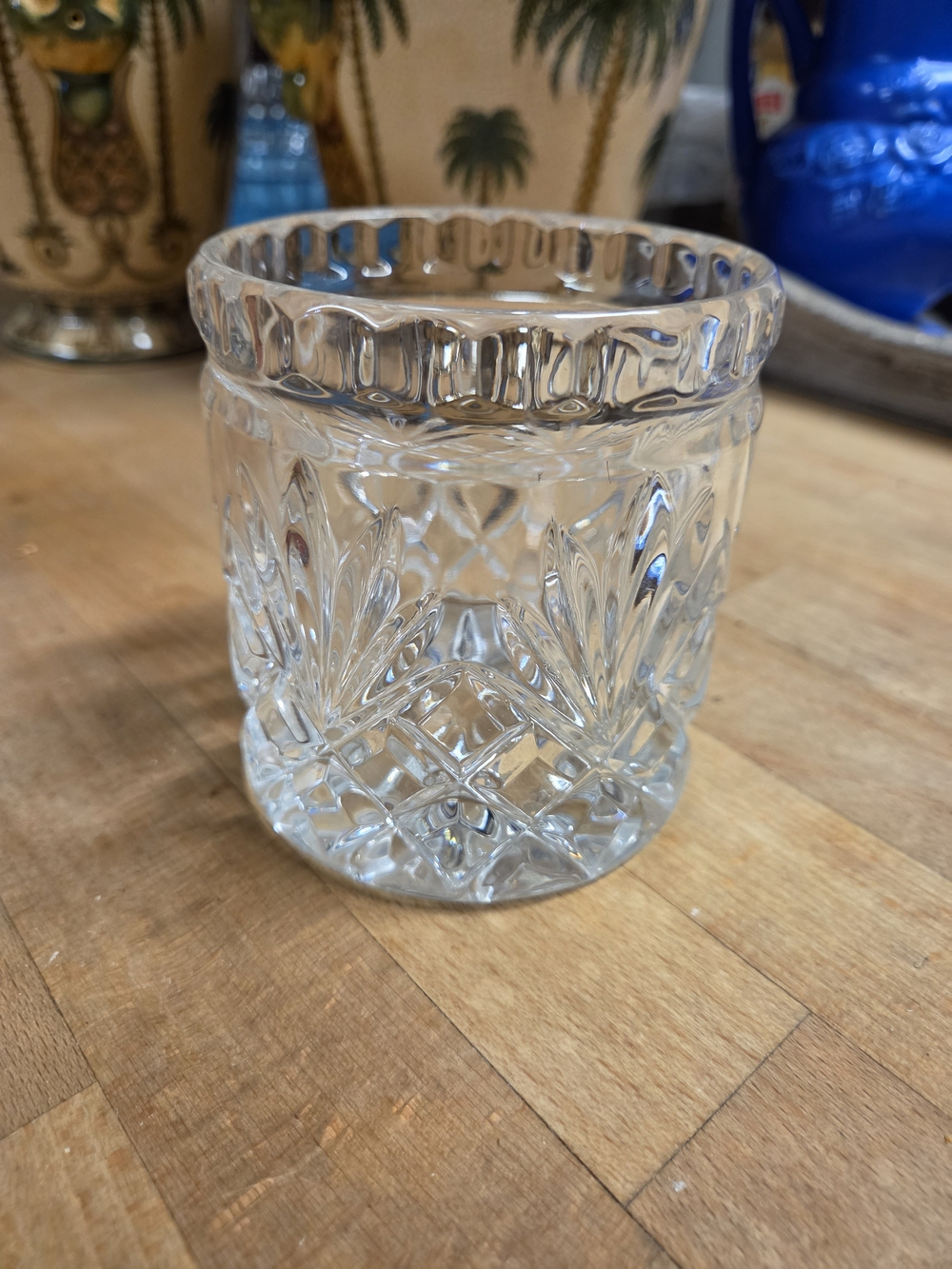 Vintage lead crystal cylinder container or small vase